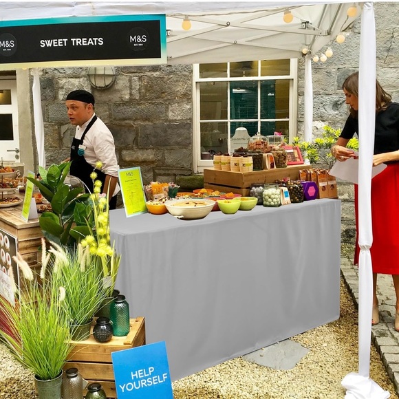 New Gray Tablecloth Set Fitted Tablecloths for 6 Foot 4 pcs - Picture 4 of 9